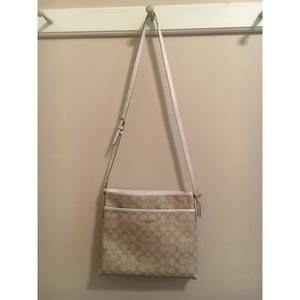 Cream and Tan Coach Crossbody Bag